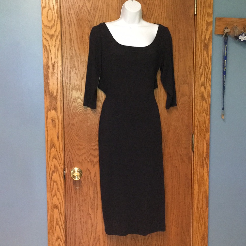 Rampage Unique Long Black Jersey Edgy Rock- Star Dress